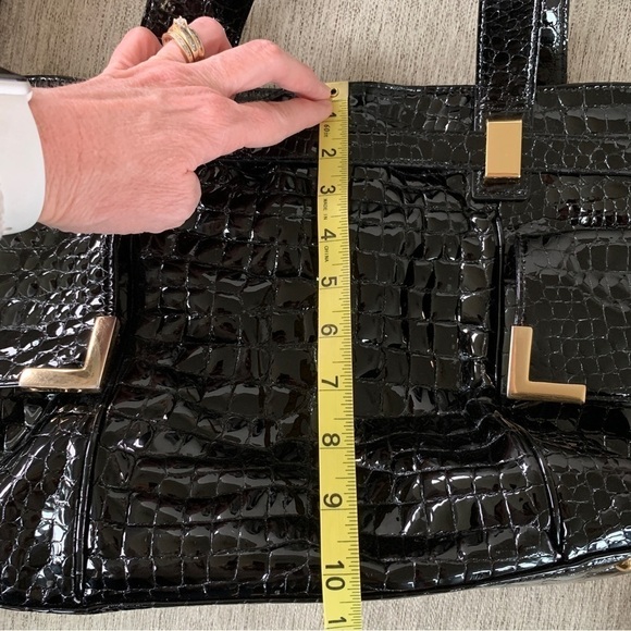 Michael Kors Black Embossed Beverly Satchel Paten Leather - Picture 12 of 14